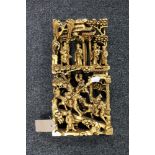A carved Chinese gilded wooden wall panel CONDITION REPORT: In good condition.