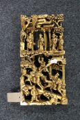 A carved Chinese gilded wooden wall panel CONDITION REPORT: In good condition.