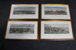 A set of four framed antique Leicestershire hunting prints - 'The Death',