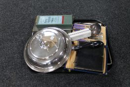 A tray of early twentieth century and later plated and stainless steel cutlery,