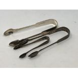 Three pairs of silver sugar tongs including a Newcastle silver pair (3) CONDITION REPORT: