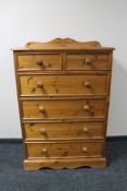 A pine six drawer chest