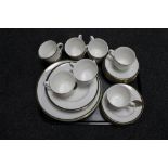 A tray of thirty-six pieces of Royal Doulton Romance collection tea and dinner ware,