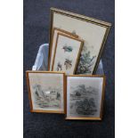 A box of seven framed Japanese prints