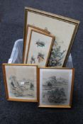 A box of seven framed Japanese prints