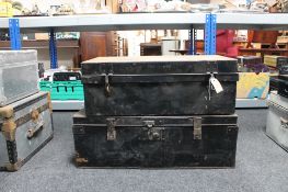 Two early twentieth century tin trunks