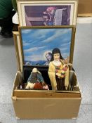 A box of religious figures and pictures,