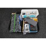 A tray of stationary to include pens, pencil, calculators, Parker pens,