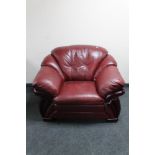 A red leather armchair