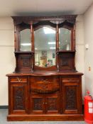 A Victorian style mahogany mirror backed sideboard,