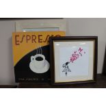 Two framed Cafe prints - Espresso and Cappuccino,