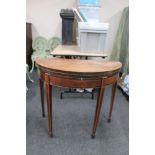 A Victorian inlaid mahogany demi lune table (a/f)