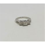 A 14ct white gold princess cut diamond ring, approximately 0.8ct.