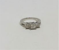 A 14ct white gold princess cut diamond ring, approximately 0.8ct.