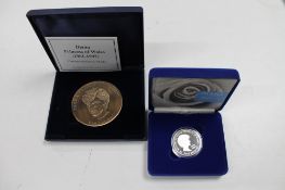 A Diana silver proof memorial coin,