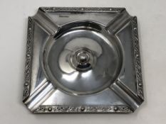 A large Lindisfarne silver ashtray, Walker & Hall,