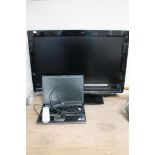 A Philips 32 inch LCD TV with remote together with a Dell laptop with lead