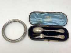 A cased Victorian silver Christening set, maker George Angel,
