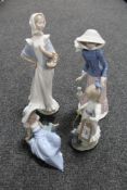 Four Nao figures depicting lady's and children