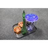 A signed art glass iridescent vase,