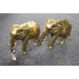 Two heavy brass elephant figures