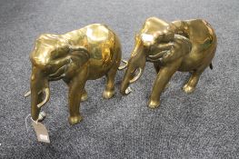 Two heavy brass elephant figures