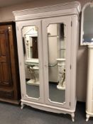 A Laura Ashley double door mirror wardrobe, painted,