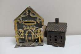 Two 19th century cast metal money boxes