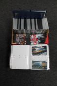 A box of DVD's relating to steam trains,