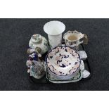 A tray of Masons ginger jar, comport and jug, Wedgwood trinket dishes, Royal Doulton Camilla vase,