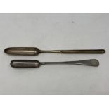 A Georgian silver marrow scoop, maker Thomas Oliphant, with crest,