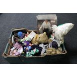 A box of mohair teddy bear, dolls,