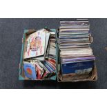 Two boxes of vinyl LP's and 45's - Classical, World music,