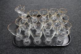 A tray of drinking glasses