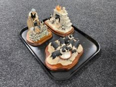 A tray of three Border Fine Arts figures from the All Creatures Great and Small collection