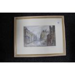 Keith Proctor : Grainger Street, Newcastle upon Tyne, pastel drawing, signed in pencil, dated 1990,