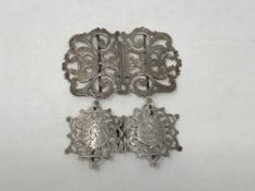 Two antique silver belt buckles (2) CONDITION REPORT: 61.5g gross.