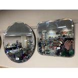 Two Art Deco style un-framed mirrors