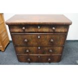 A Victorian mahogany four drawer chest (no feet)