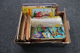 A box of mid 20th century and later comics and books - Marvel, Spiderman, Mad Comics, Andy Capp,