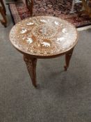 An early 20th century Anglo Indian ivory inlaid elephant table,