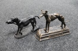 Two cast iron figures of dogs