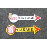 Two cast iron signs - Esso garage and Shell garage