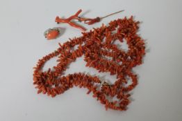 A collection of coral jewellery