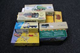 A tray of nine boxed die cast sets to include Corgi Classics, Atlas Greatest Showman,