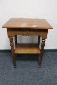 A continental oak work table with undershelf