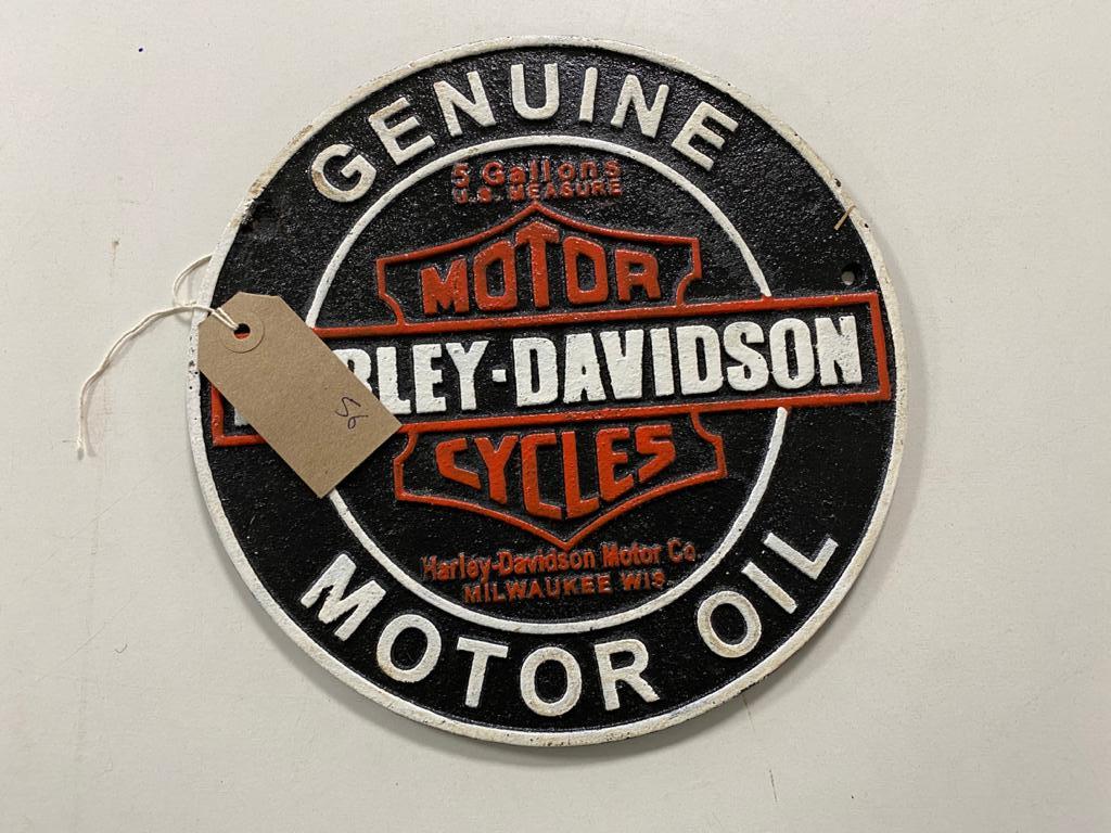 A cast iron plaque - Harley Davidson