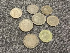 A bag containing eight 18th century Britannia cartwheel pennies and half pennies