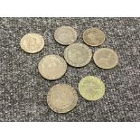 A bag containing eight 18th century Britannia cartwheel pennies and half pennies