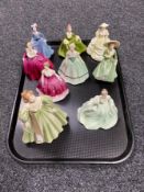 A Coalport Lady's of Fashion figure - Kelly and a further eight Coalport lady figures